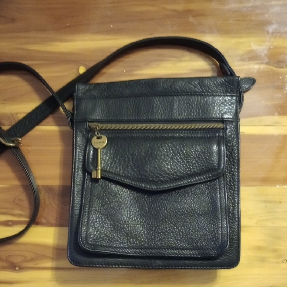 Fossil Crossbody Black Leather Bag
